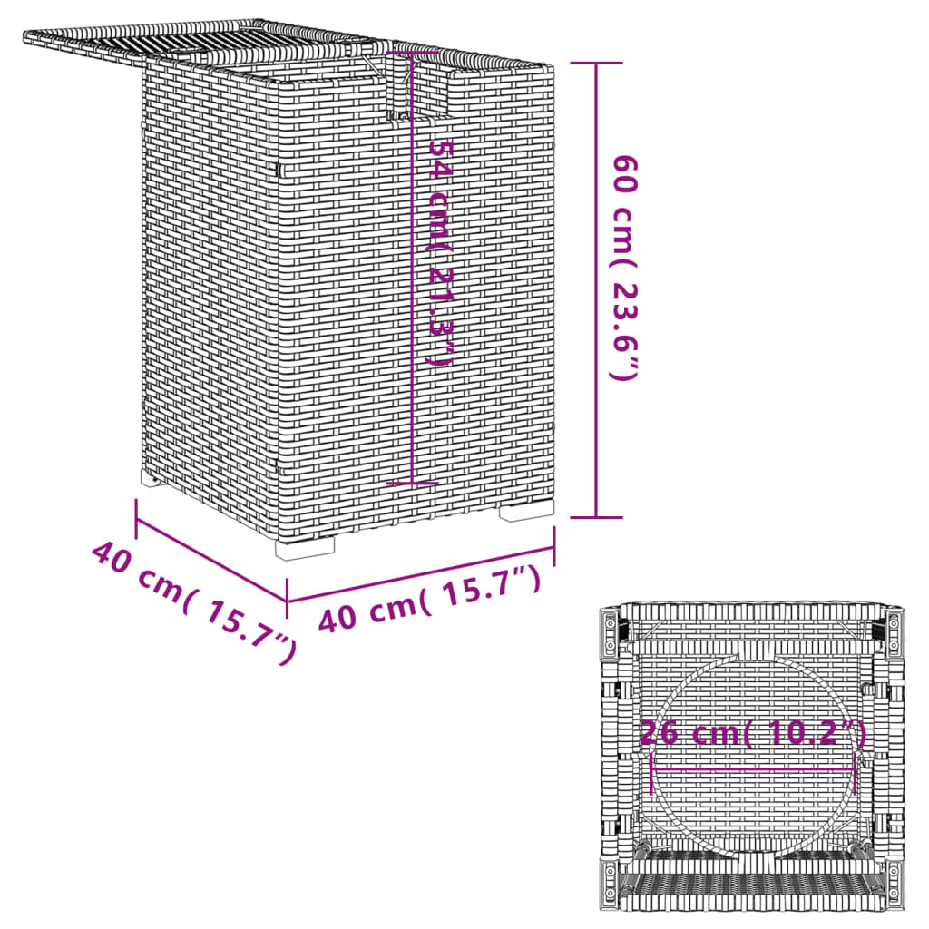 Propan-Tank-Verstecktisch Grau 40x40x60 cm Poly Rattan