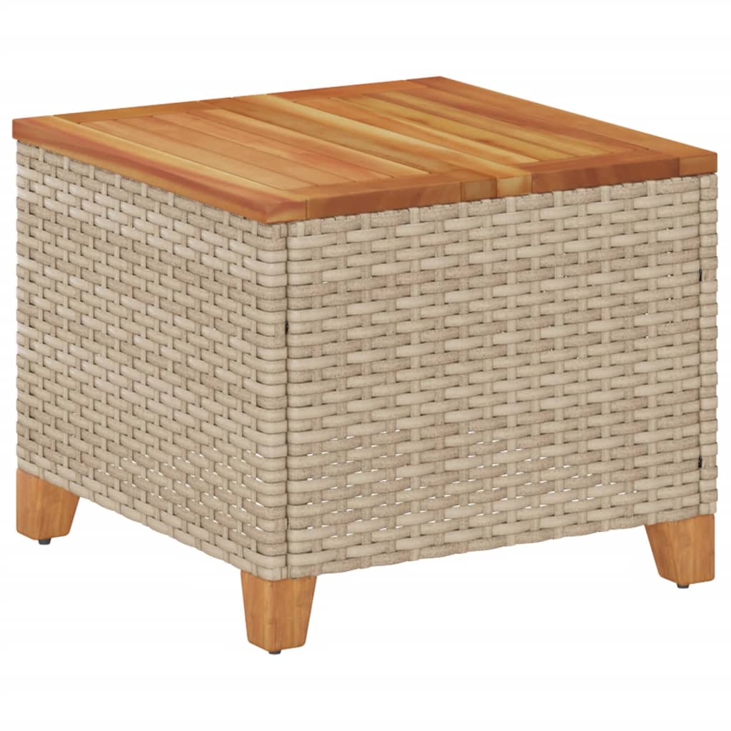 Gartentisch Beige 45x45x37 cm Poly Rattan Akazienholz