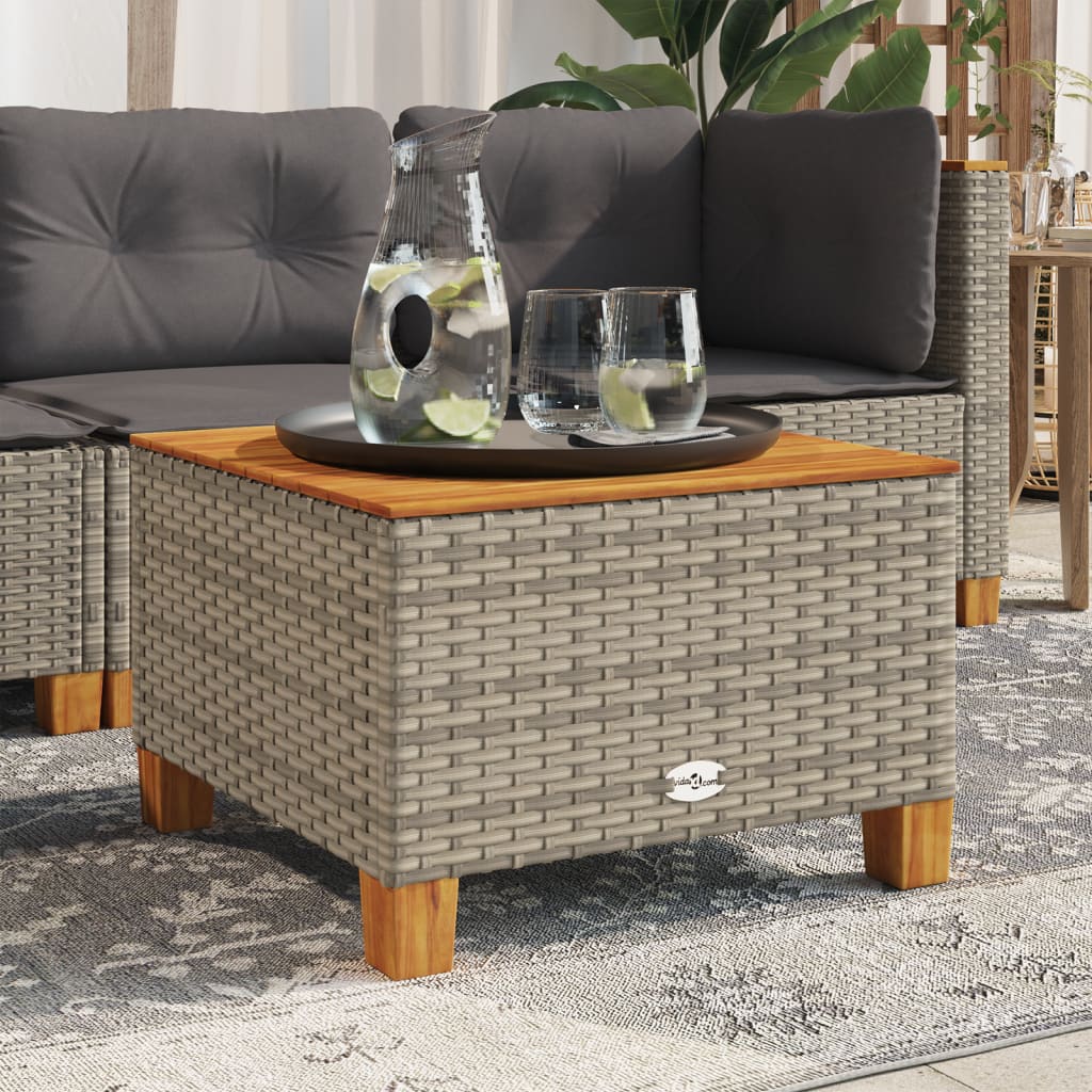 Gartentisch Grau 55x55x36 cm Poly Rattan Akazienholz