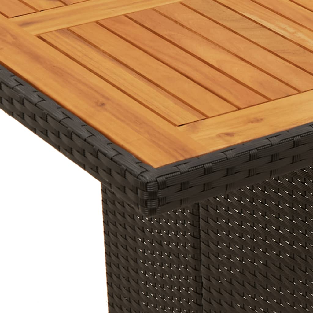 Gartentisch mit Holzplatte Schwarz 190x80x75 cm Poly Rattan