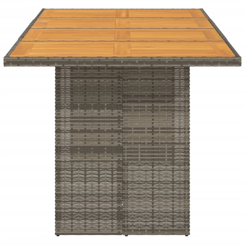 Gartentisch mit Akazienholz-Platte Grau 190x80x75cm Poly Rattan