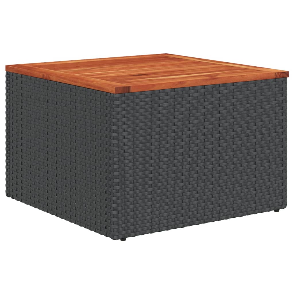 Gartentisch Schwarz 55x55x37 cm Poly Rattan und Akazienholz