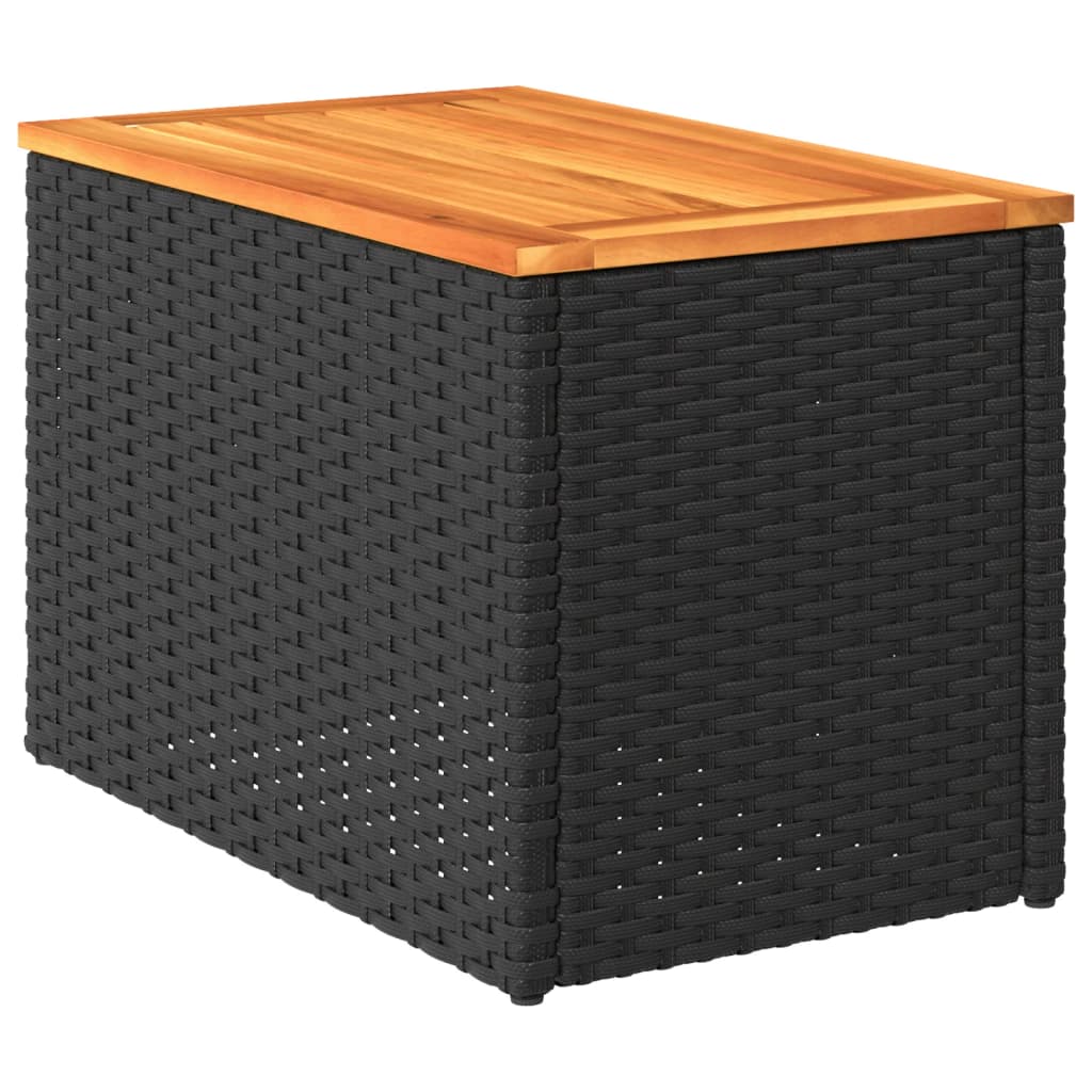 Garten-Beistelltische 2 Stk Schwarz 55x34x37cm Poly Rattan Holz