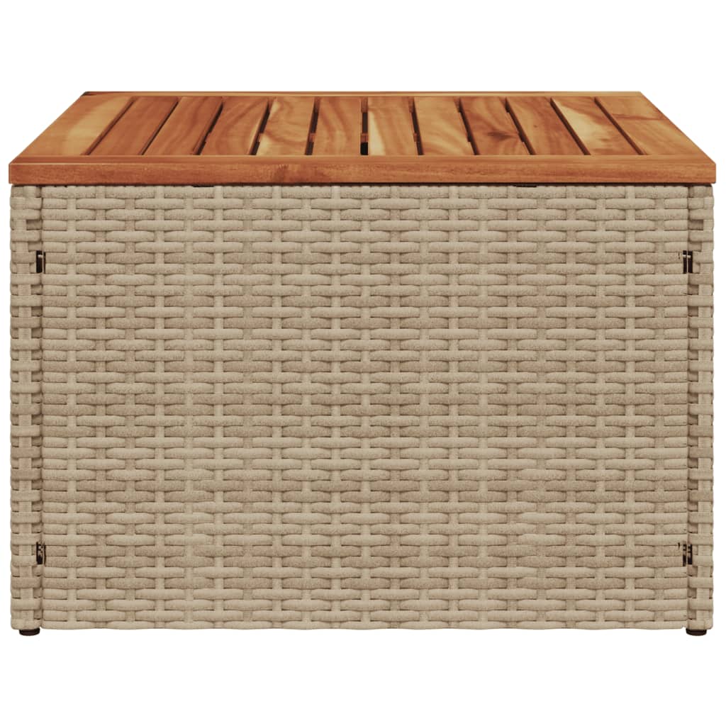 Gartentisch Beige 55x55x37 cm Poly Rattan und Akazienholz