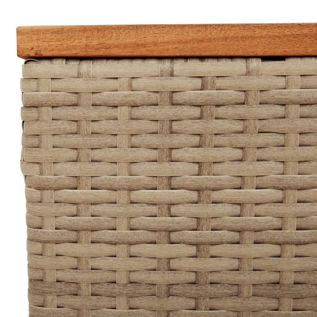 Gartentisch Beige 55x55x37 cm Poly Rattan und Akazienholz