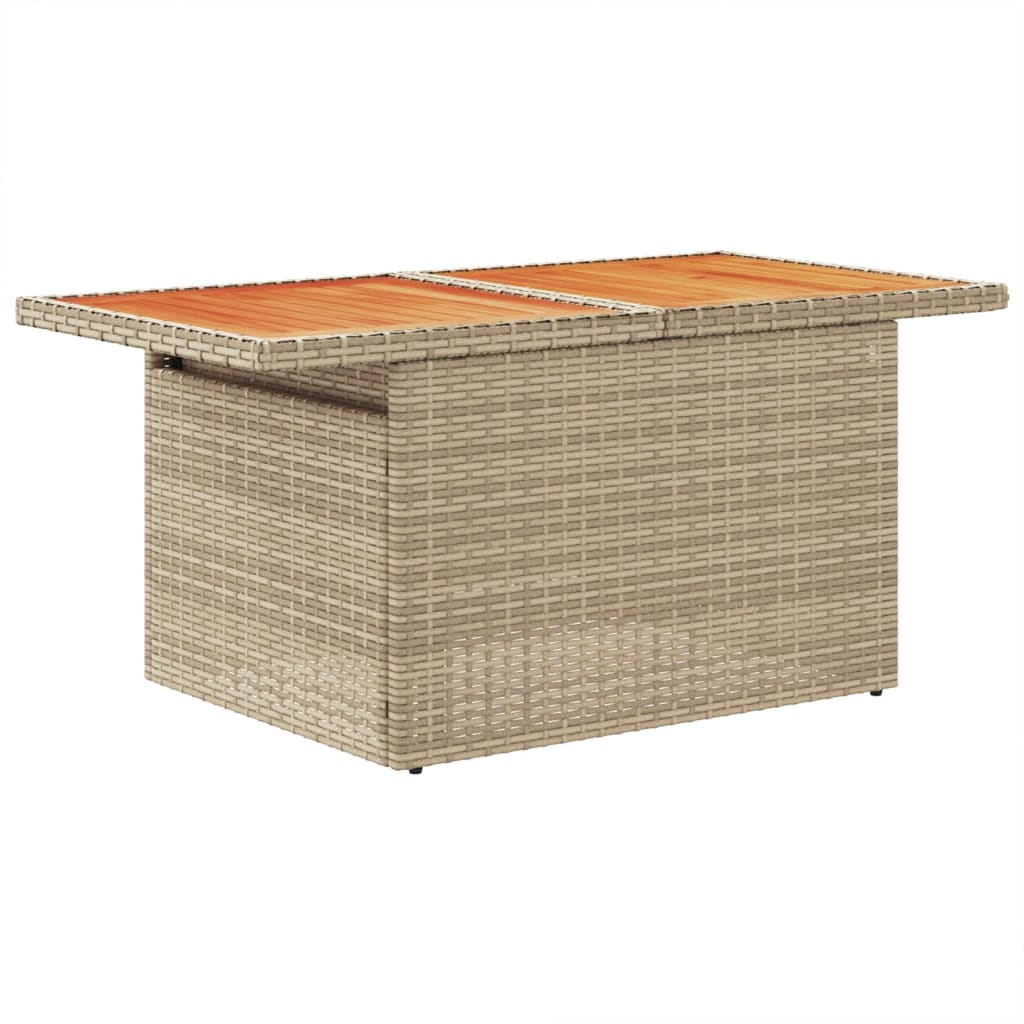 Gartentisch Beige 100x55x73 cm Poly Rattan und Akazienholz