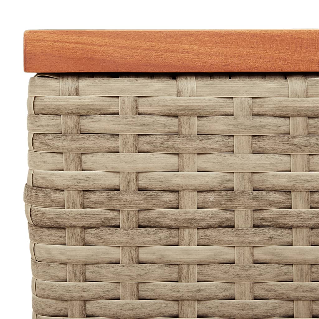 Garten-Beistelltische 2 Stk. Beige 55x34x37 cm Poly Rattan Holz