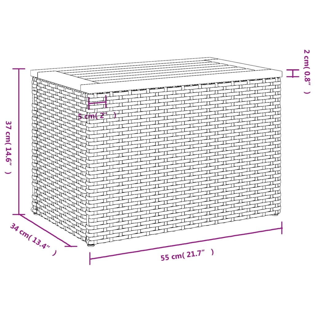 Garten-Beistelltische 2 Stk. Beige 55x34x37 cm Poly Rattan Holz