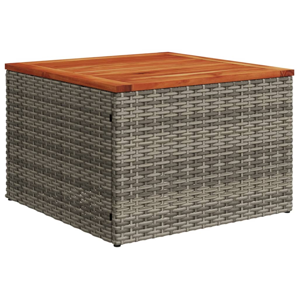 Gartentisch Grau 55x55x37 cm Poly Rattan und Akazienholz