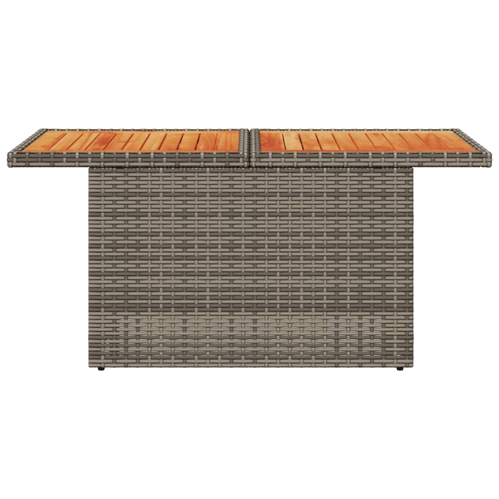 Gartentisch Grau 100x55x73 cm Poly Rattan und Akazienholz