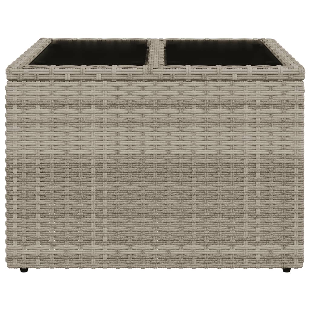 Gartentisch mit Glasplatte Hellgrau 55x55x37 cm Poly Rattan