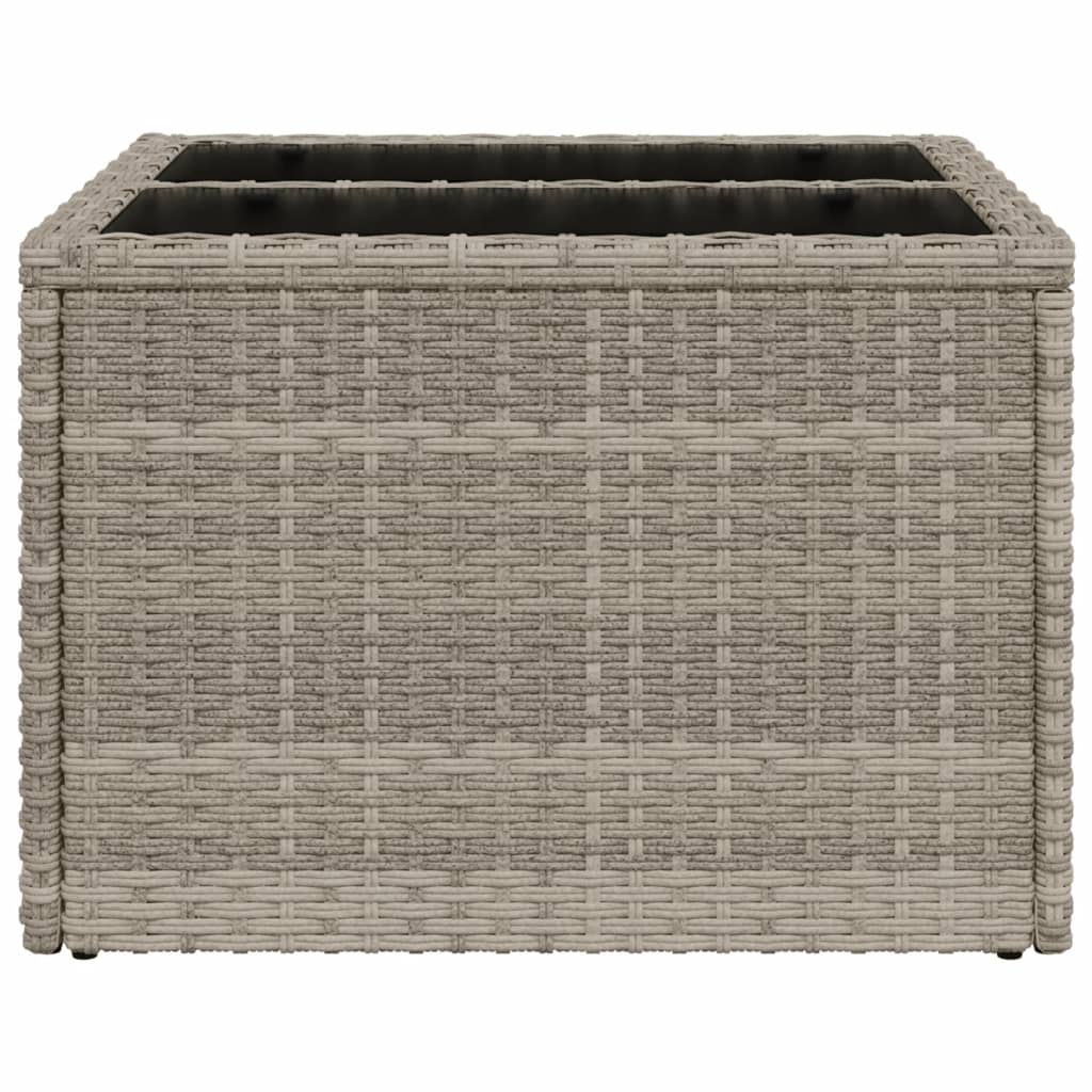 Gartentisch mit Glasplatte Hellgrau 55x55x37 cm Poly Rattan