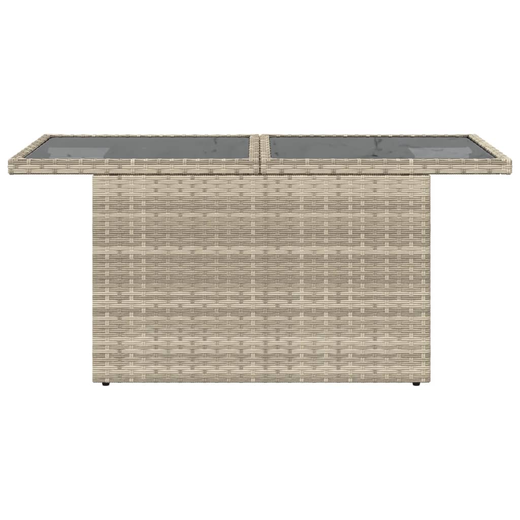 Gartentisch mit Glasplatte Hellgrau 100x55x73 cm Poly Rattan