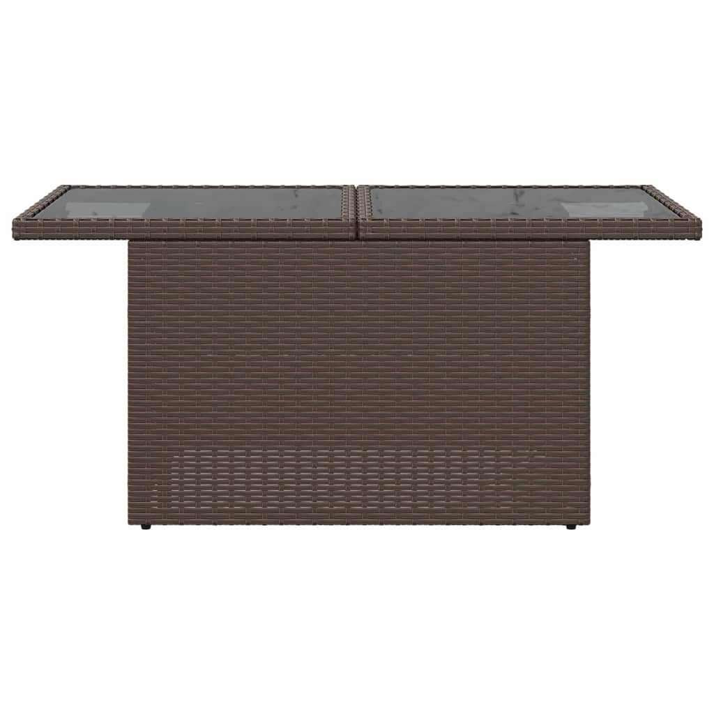 Gartentisch mit Glasplatte Braun 100x55x73 cm Poly Rattan