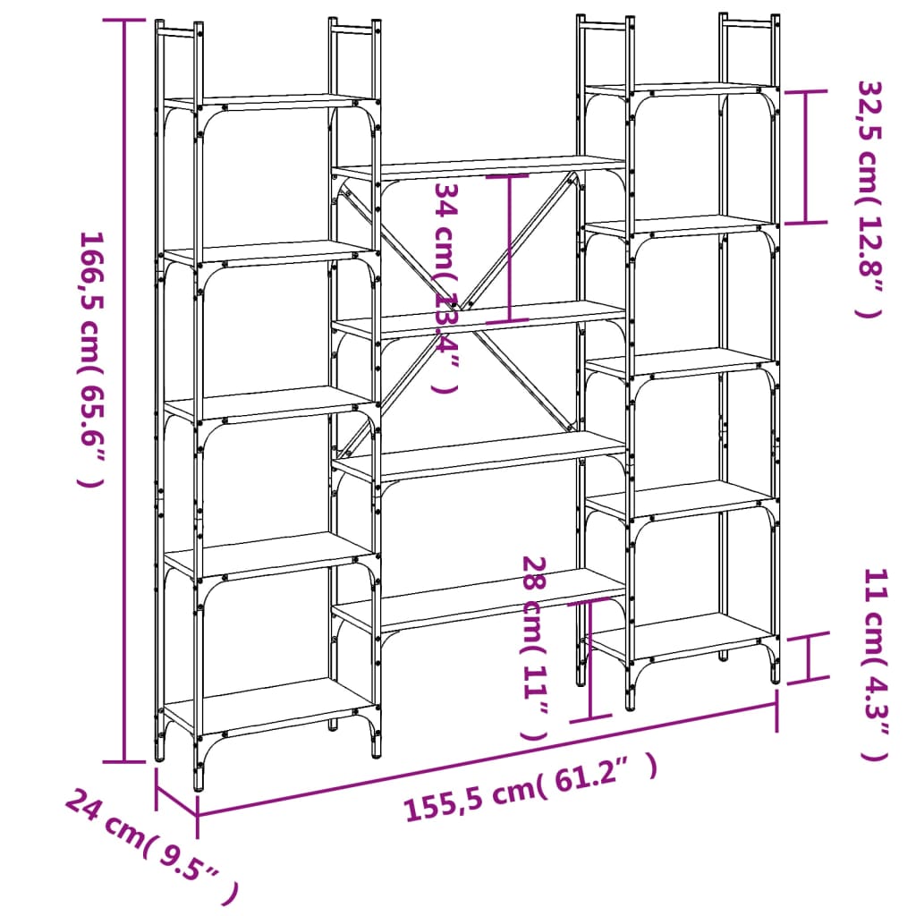 Bücherregal Sonoma-Eiche 155,5x24x166,5 cm Holzwerkstoff