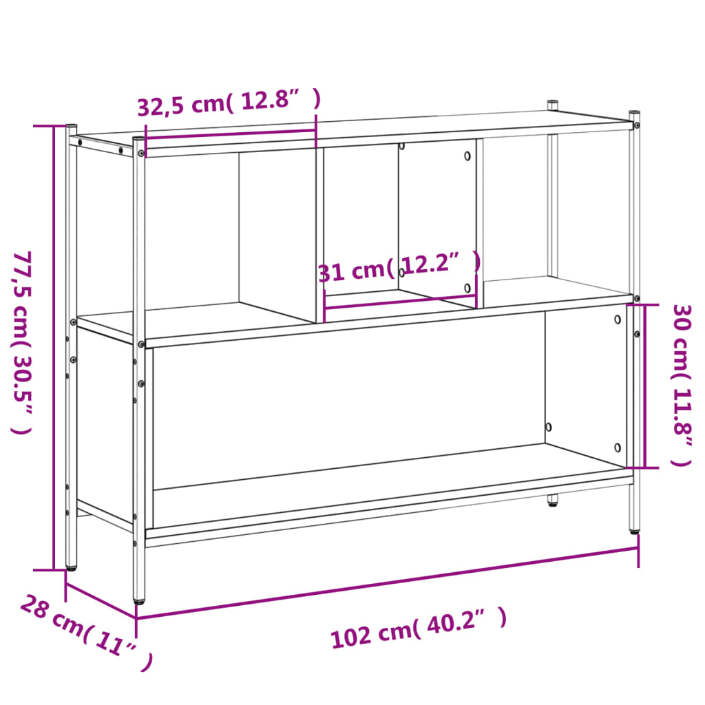 Bücherregal Sonoma-Eiche 102x28x77,5 cm Holzwerkstoff