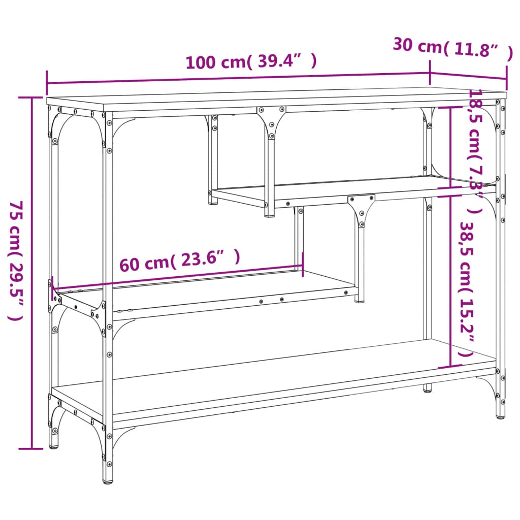 Konsolentisch Sonoma-Eiche 100x30x75 cm Holzwerkstoff