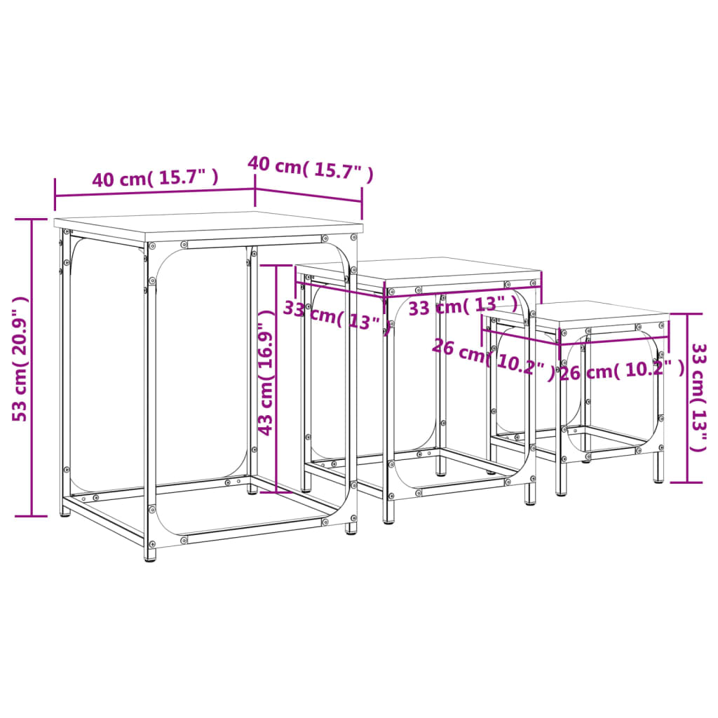 Satztische 3 Stk. Braun Eichen-Optik Holzwerkstoff