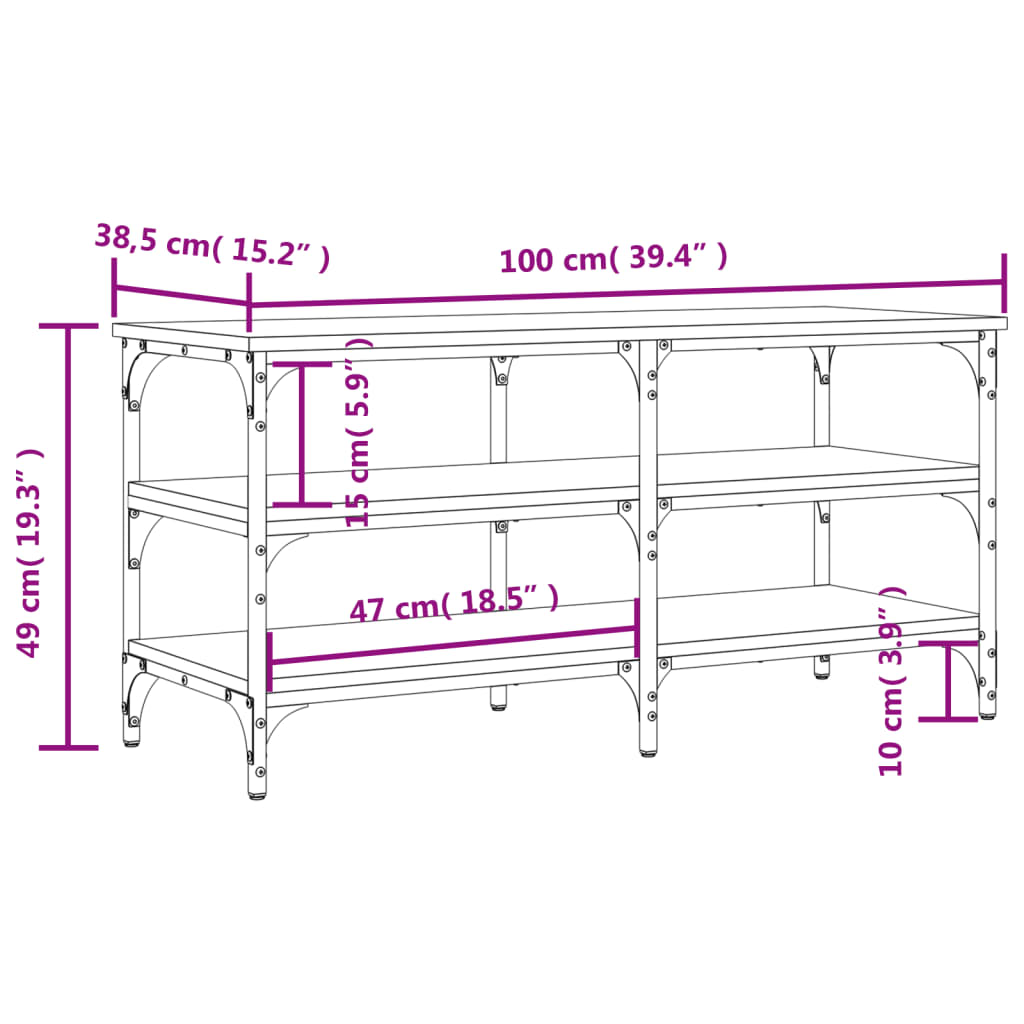 Schuhbank Schwarz 100x38,5x49cm Holzwerkstoff