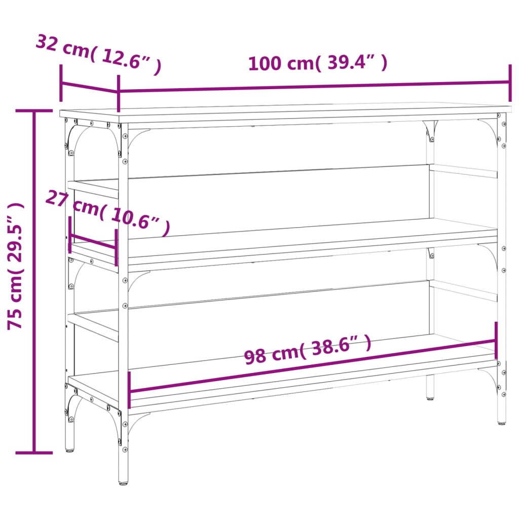 Konsolentisch Räuchereiche 100x32x75 cm Holzwerkstoff