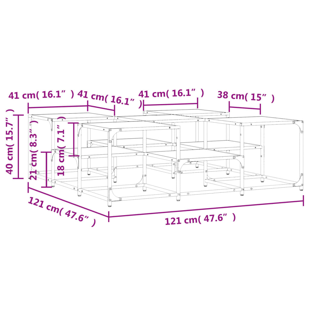 Couchtisch Braun Eichen-Optik 121x121x40 cm Holzwerkstoff