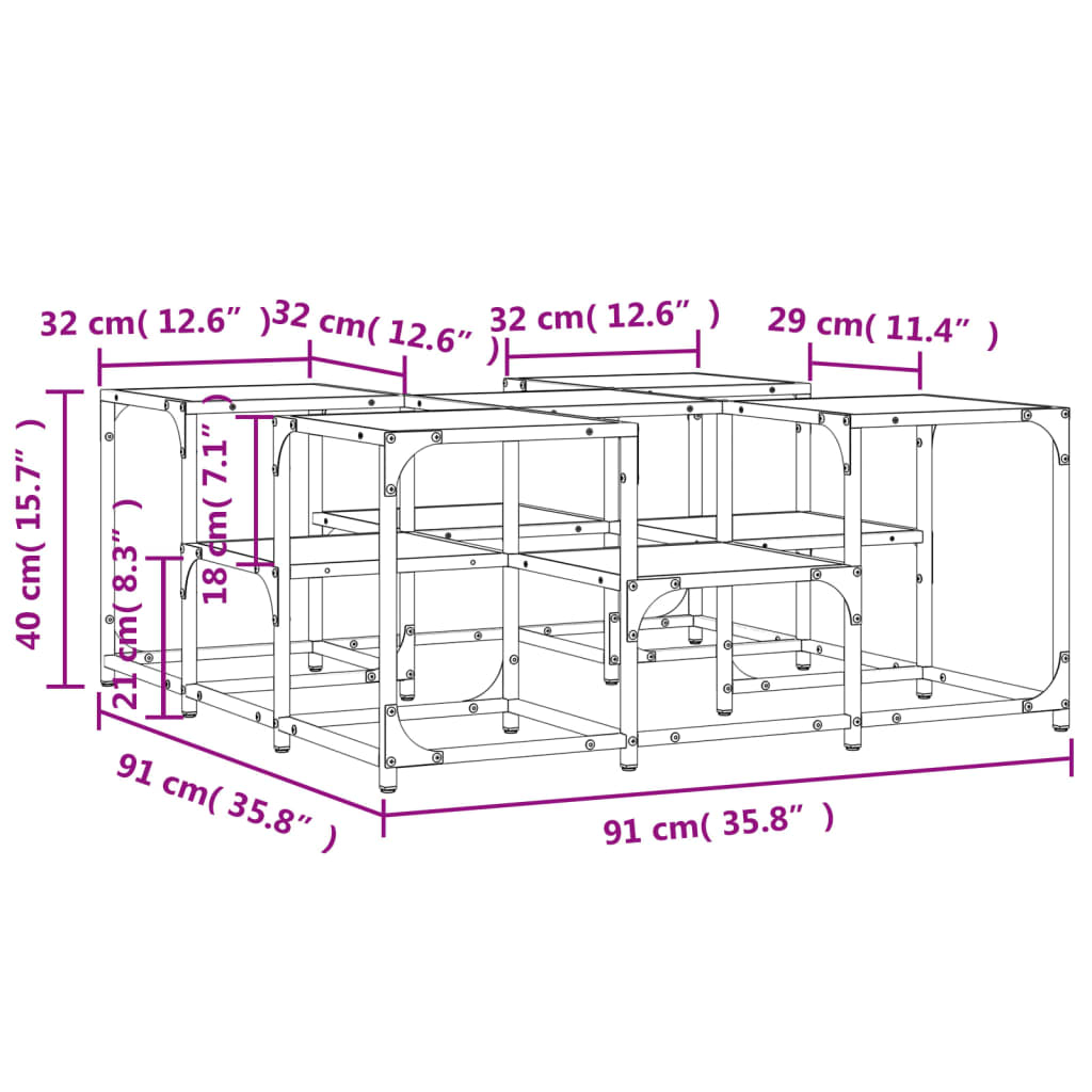 Couchtisch Sonoma-Eiche 91x91x40 cm Holzwerkstoff