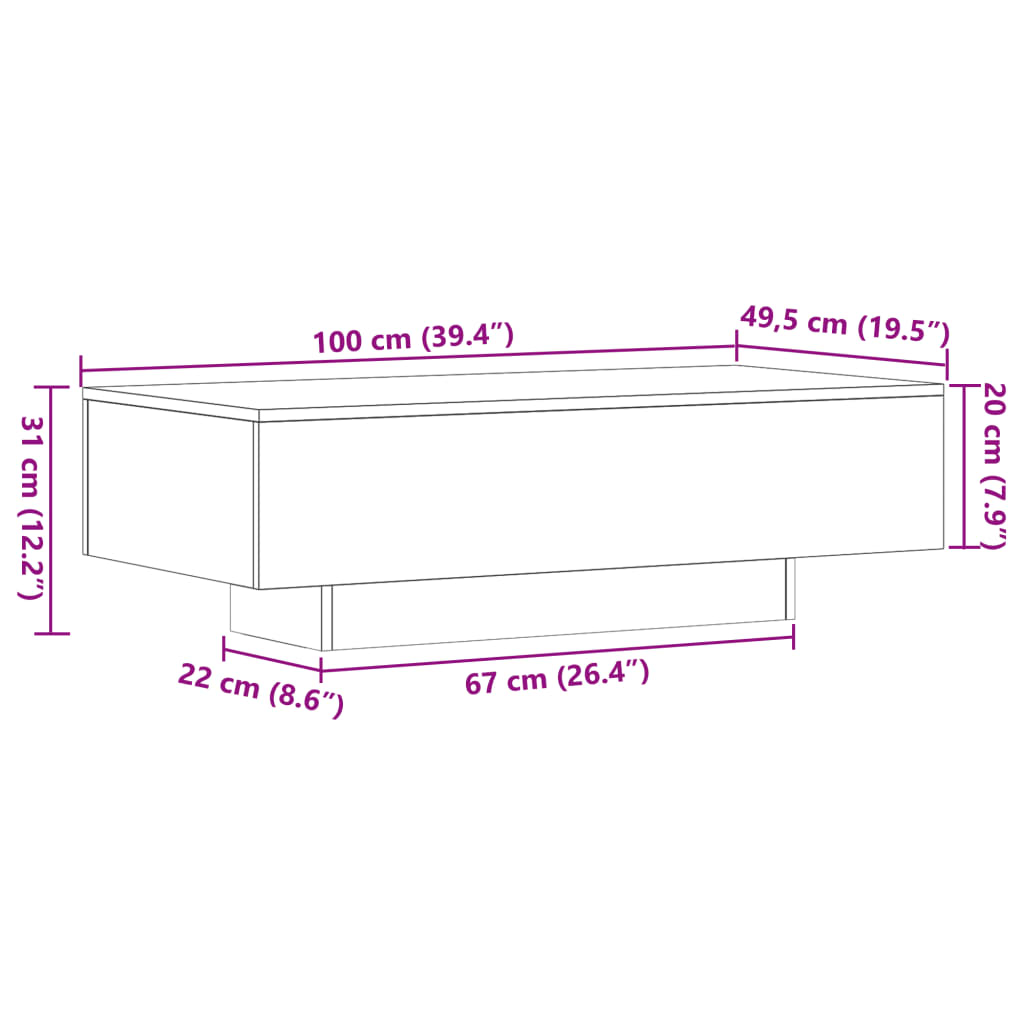 Couchtisch Sonoma-Eiche 100x49,5x31 cm Holzwerkstoff