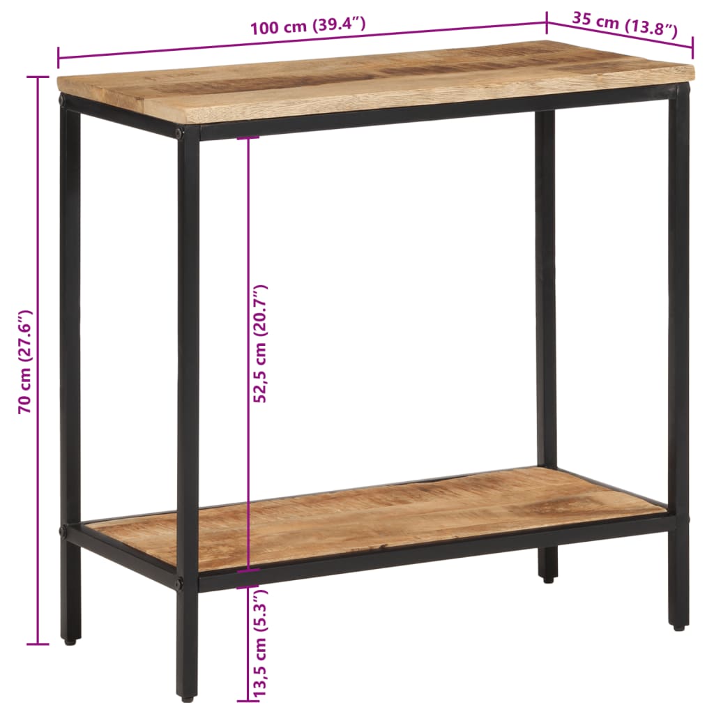 Konsolentisch 100x35x70 cm Raues Massivholz Mango