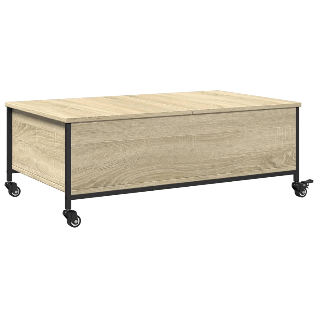 Couchtisch mit Rollen Sonoma-Eiche 91x55x34 cm Holzwerkstoff