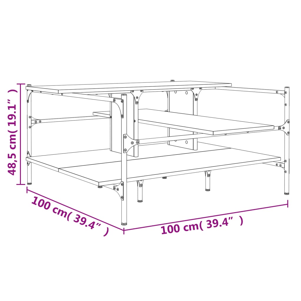 Couchtisch Grau Sonoma 100x100x48,5 cm Holzwerkstoff