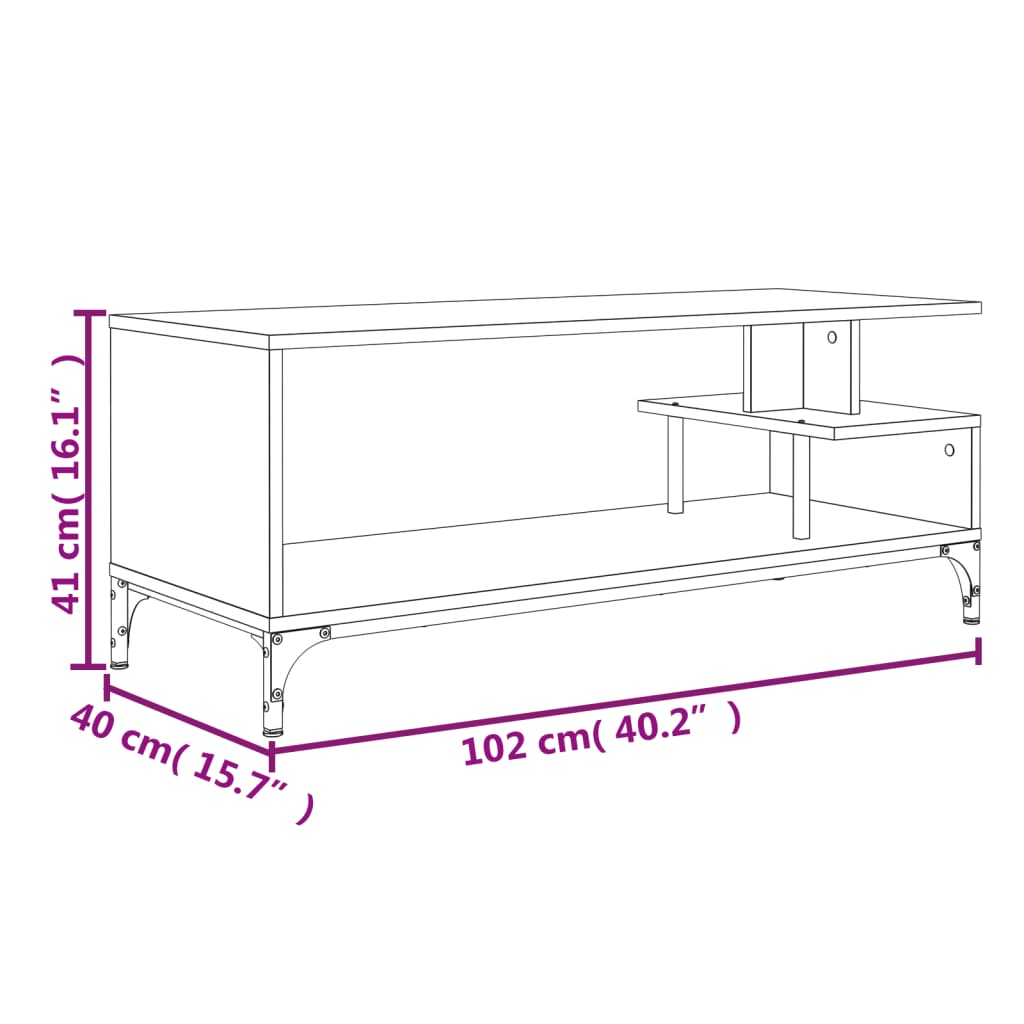 TV-Schrank Schwarz 102x40x41 cm Holzwerkstoff und Stahl