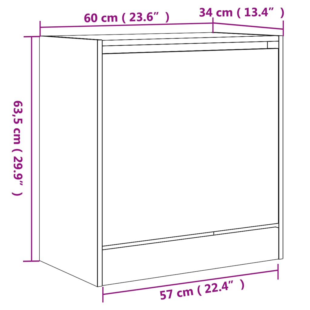 Schuhschrank Weiß 60x34x63,5 cm Holzwerkstoff