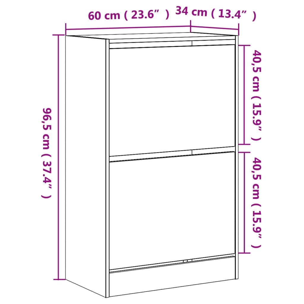 Schuhschrank Weiß 60x34x96,5 cm Holzwerkstoff