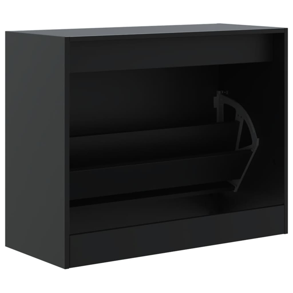 Schuhschrank Schwarz 80x34x63 cm Holzwerkstoff