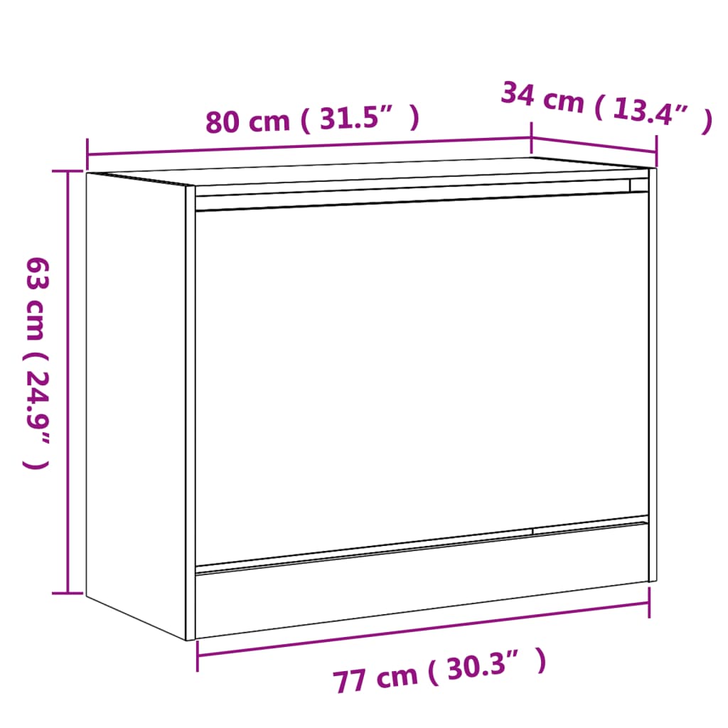 Schuhschrank Betongrau 80x34x63 cm Holzwerkstoff