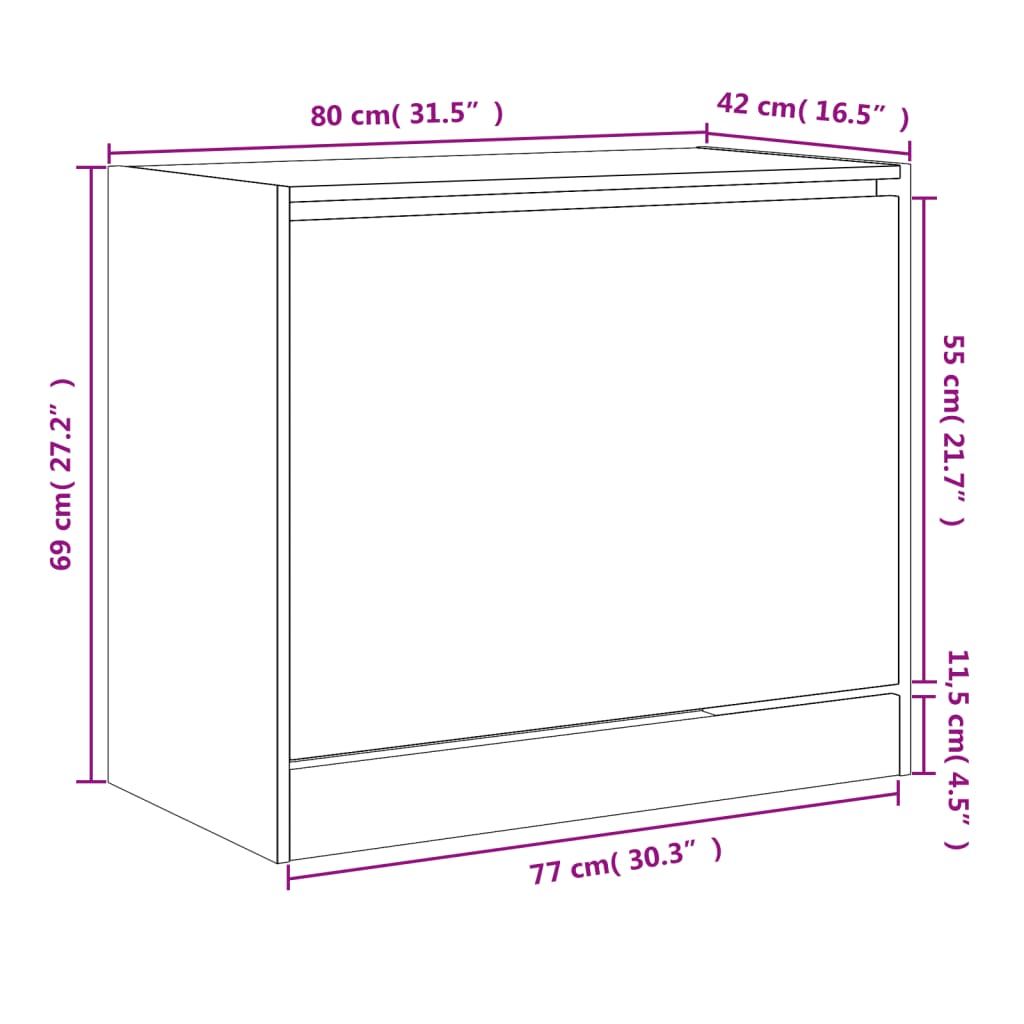 Schuhschrank Betongrau 80x42x69 cm Holzwerkstoff