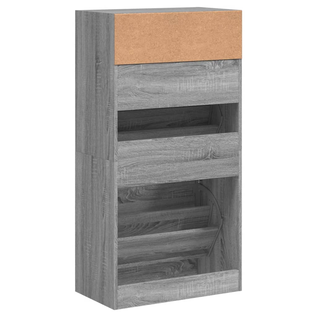 Schuhschrank Grau Sonoma 60x34x116 cm Holzwerkstoff