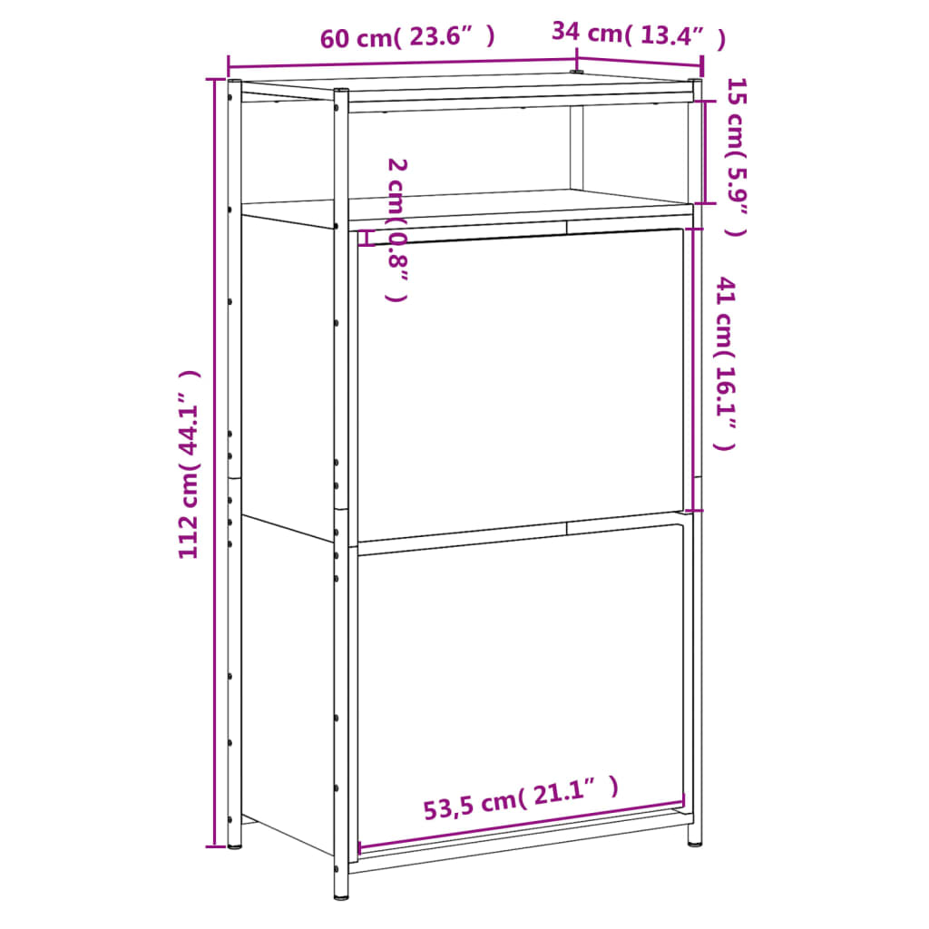 Schuhschrank Schwarz 60x34x112 cm Holzwerkstoff