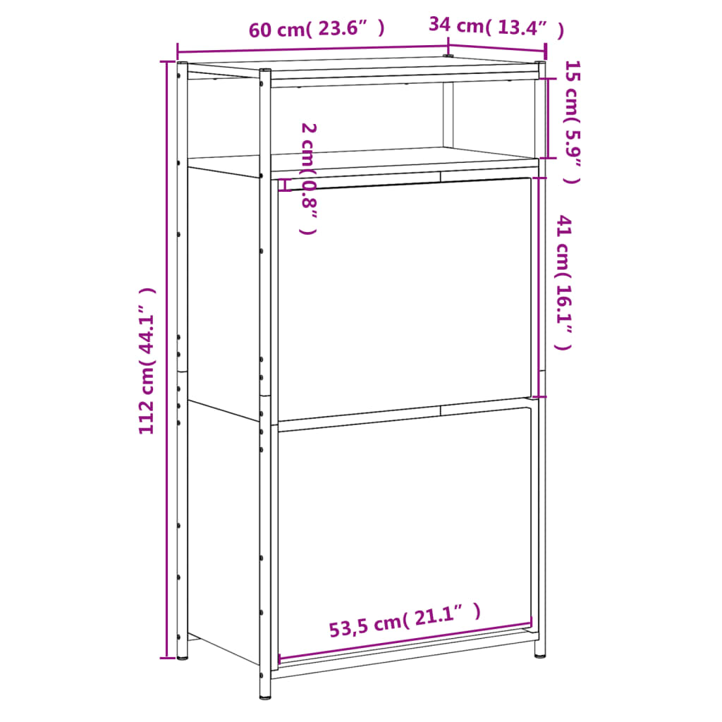 Schuhschrank Sonoma-Eiche 60x34x112 cm Holzwerkstoff