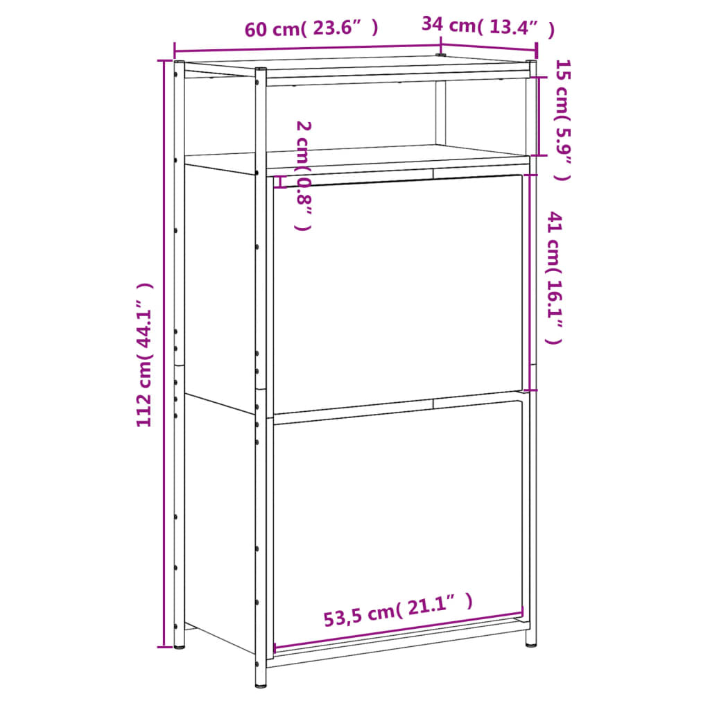 Schuhschrank Räuchereiche 60x34x112 cm Holzwerkstoff