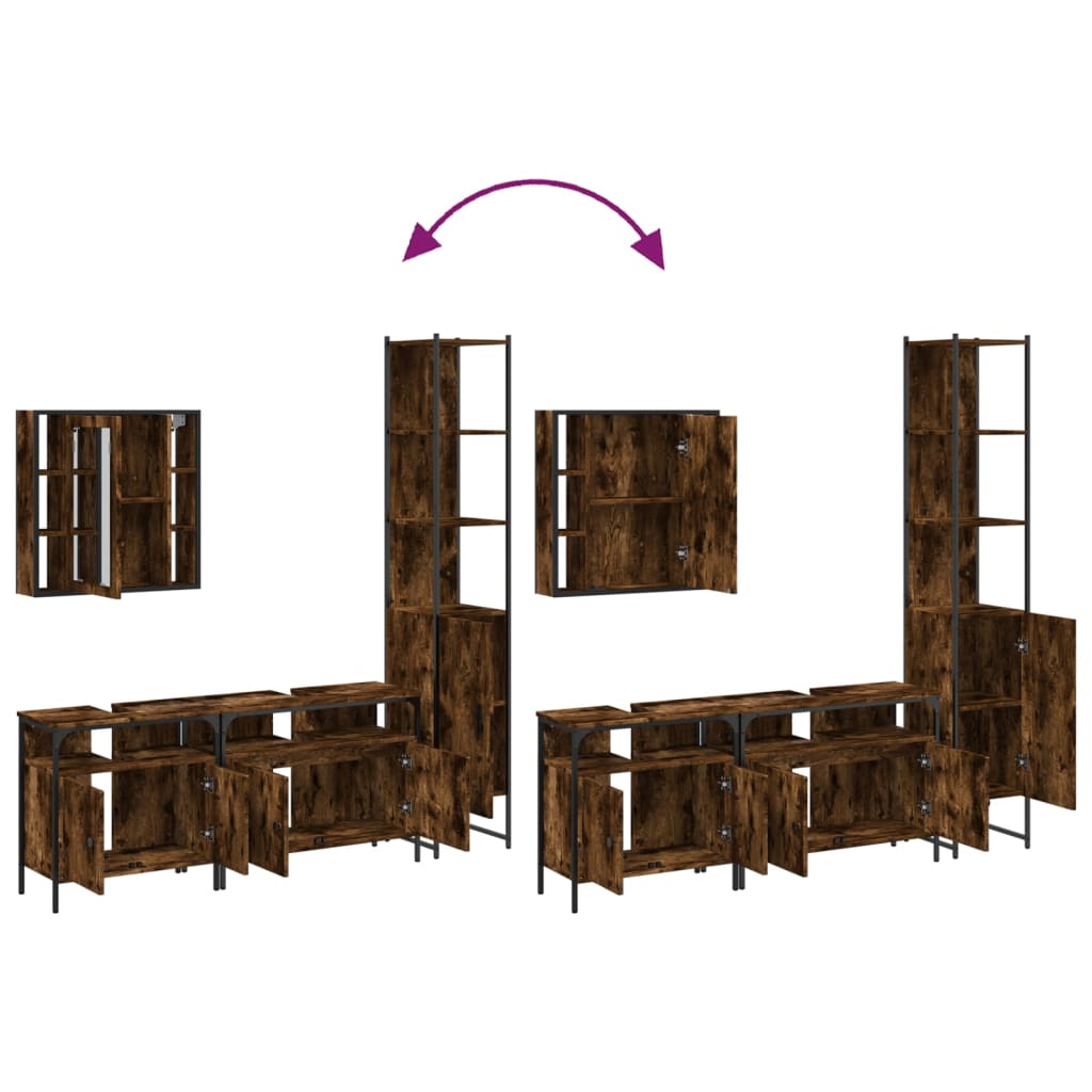 4-tlg. Badmöbel-Set Räuchereiche Holzwerkstoff