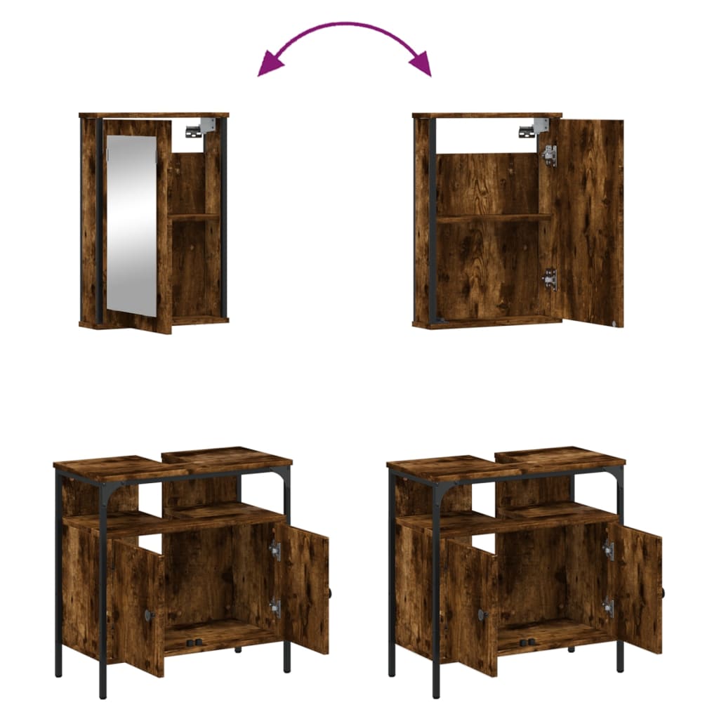 2-tlg. Badmöbel-Set Räuchereiche Holzwerkstoff