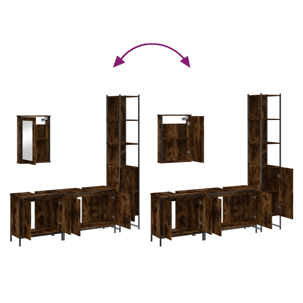 4-tlg. Badmöbel-Set Räuchereiche Holzwerkstoff