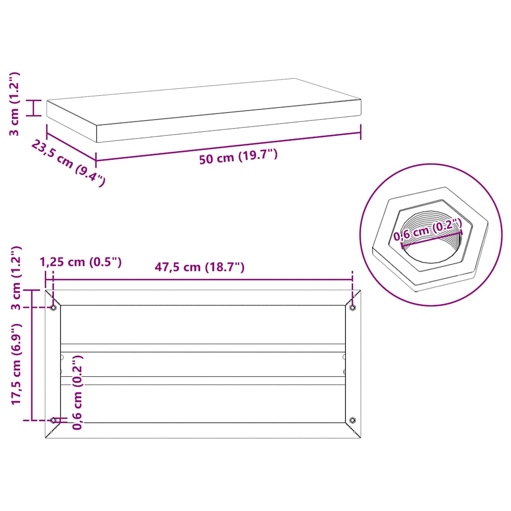 Wandregale 2 Stk. 50x23,5x3 cm Silbern Edelstahl