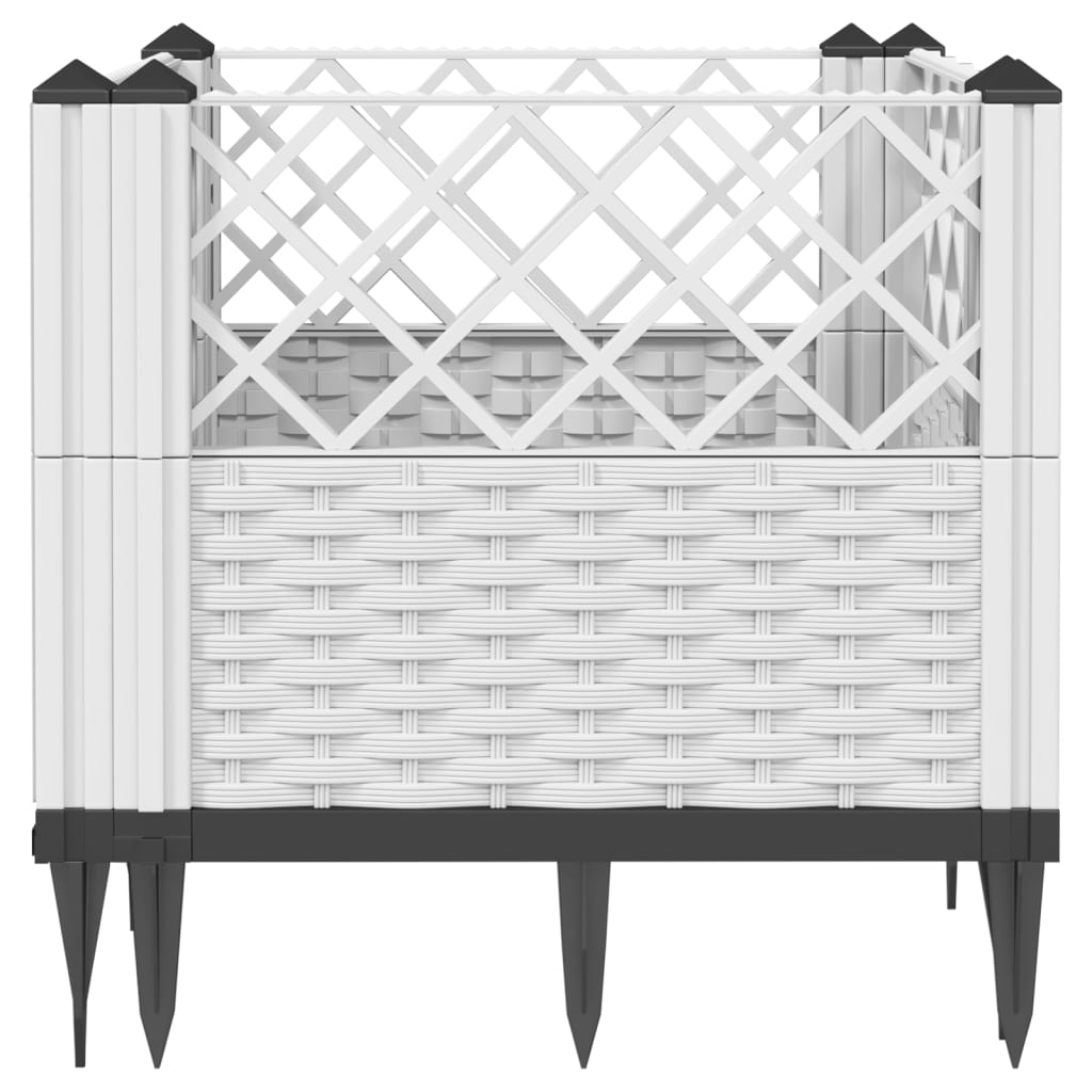 Pflanzkasten mit Erdspießen Weiß 43,5x43,5x43,5 cm PP