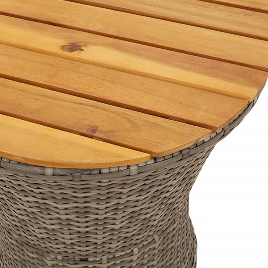 Garten-Beistelltisch Trommelform Grau Poly Rattan & Massivholz