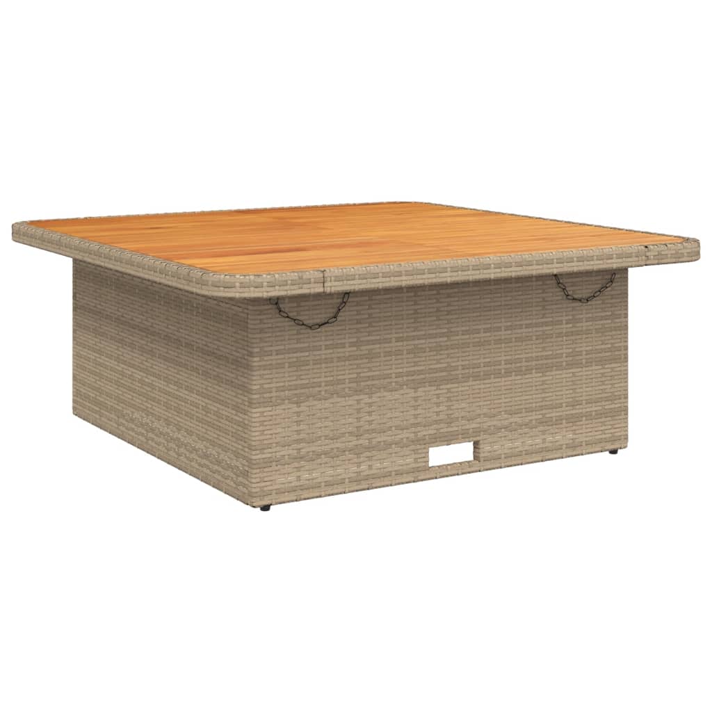 Gartentisch Beige 110x110x71 cm Poly Rattan und Akazienholz