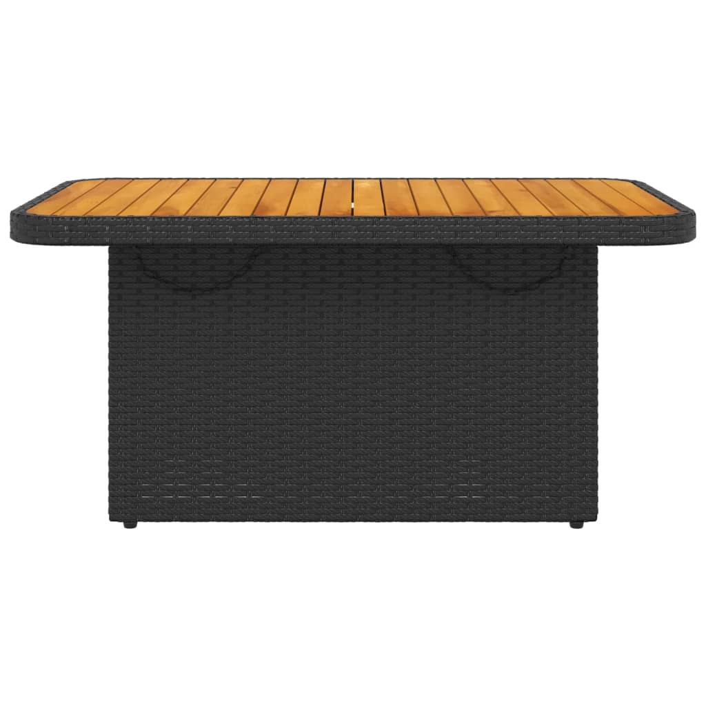 Gartentisch Schwarz 90x55x71 cm Poly Rattan und Akazienholz