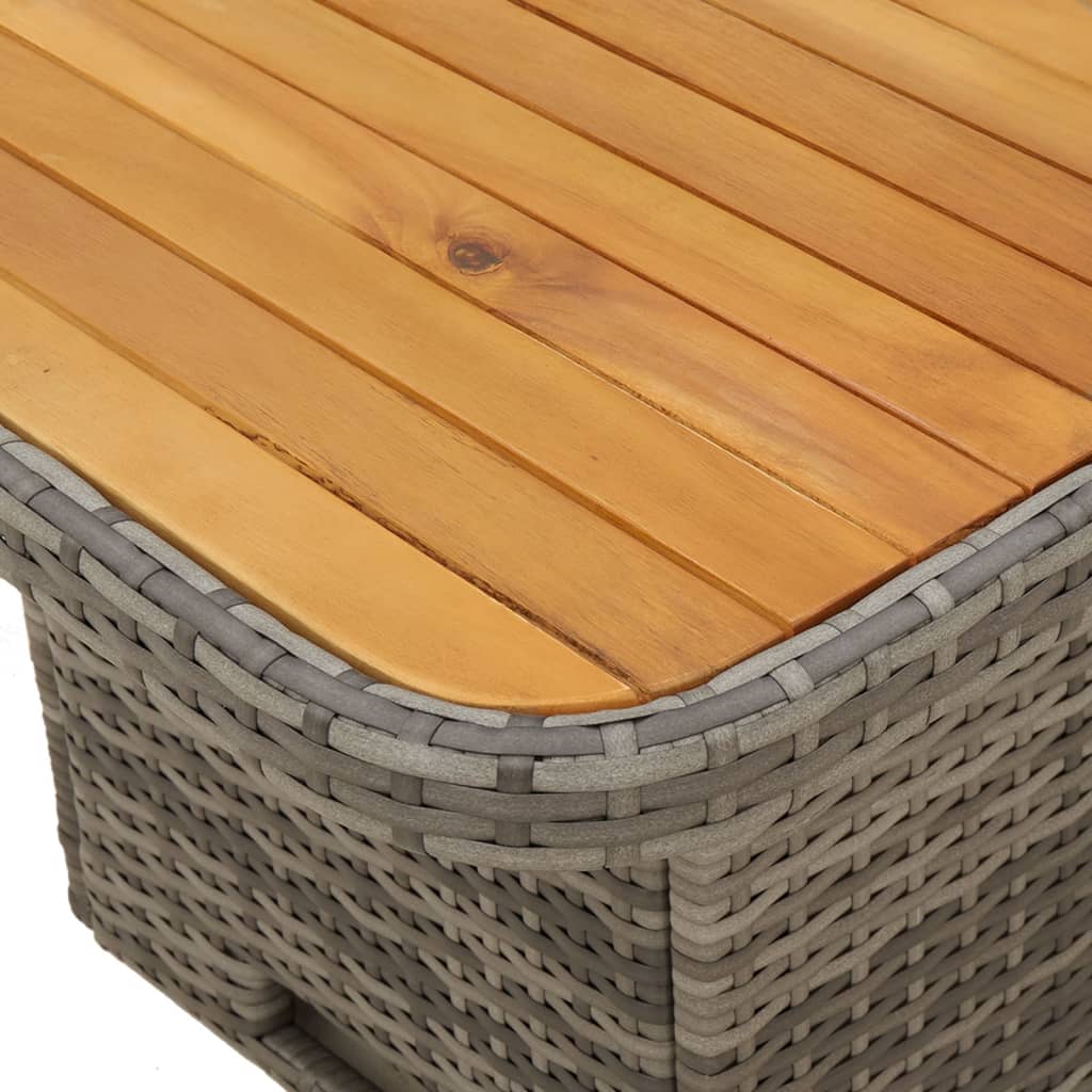 Gartentisch Grau 90x55x71 cm Poly Rattan und Akazienholz