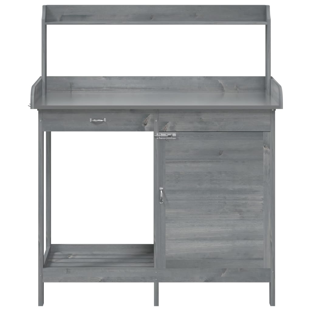 Pflanztisch mit Schrank Grau 110,5x45x124,5 cm Massivholz Tanne